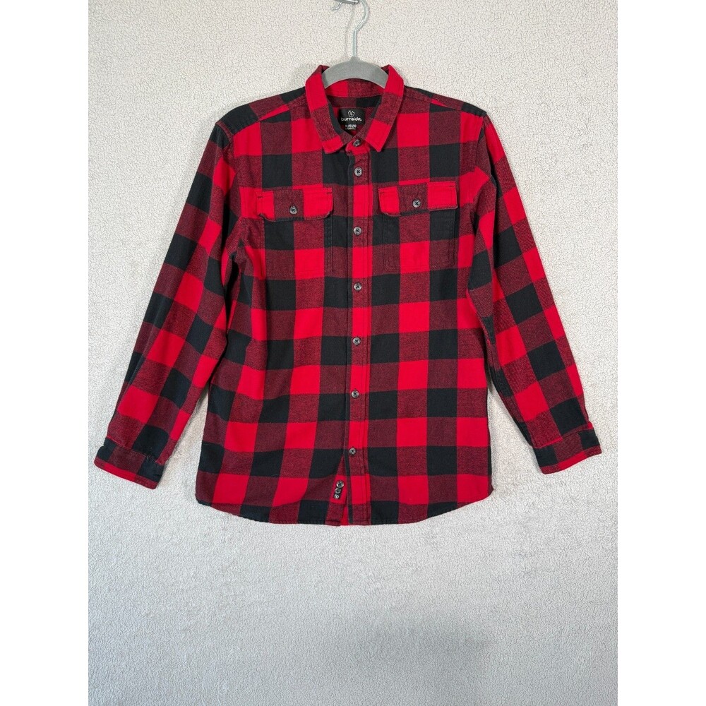 Burnside Boys XL 18-20 Flannel Shirt Red Black Buffalo Plaid Long Sleeve Button